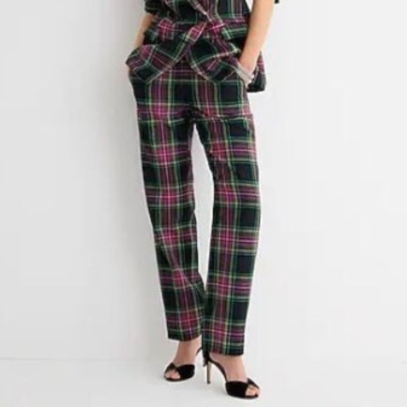 J. Crew Pants - J. Crew Kate Straight-Leg Pants in Pink Stewart Tartan NWT $178